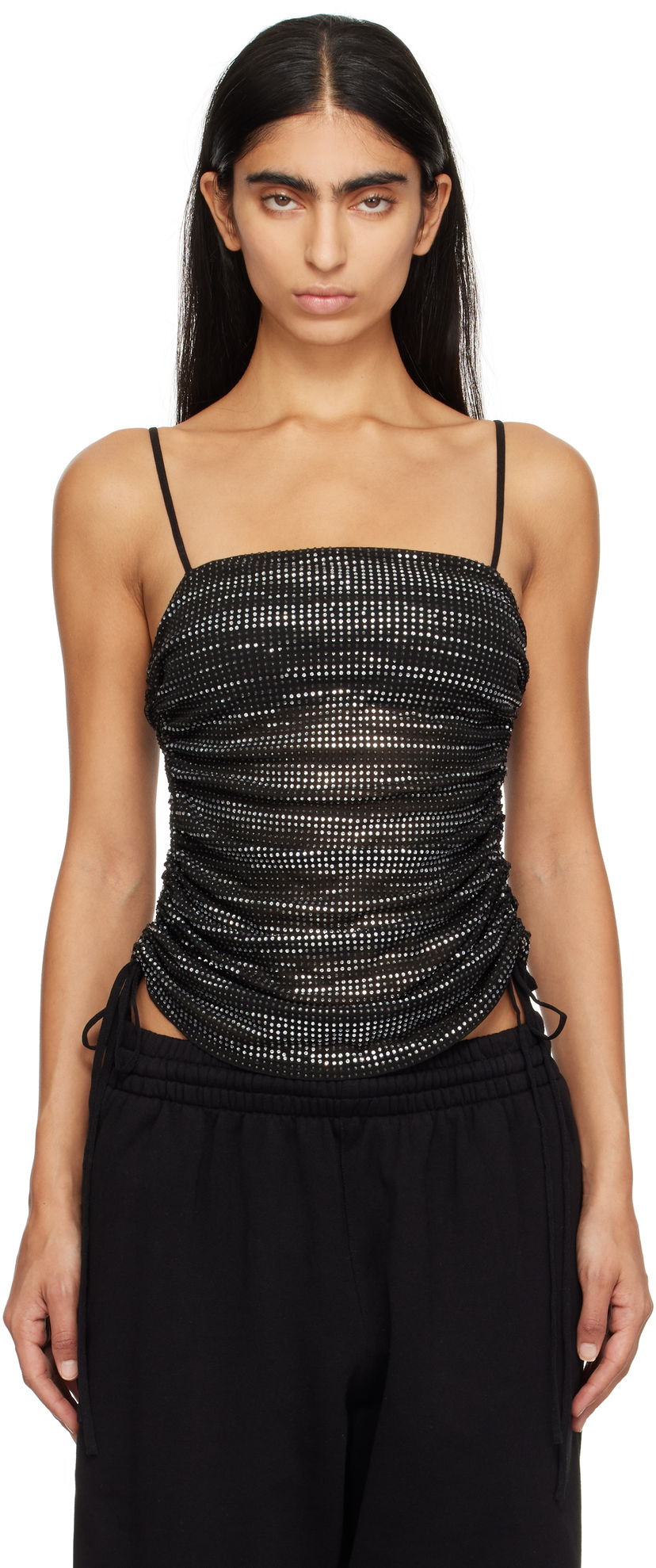 Tielko Alexander Wang Ruched Crystal Camisole Čierna | 1CC3241944