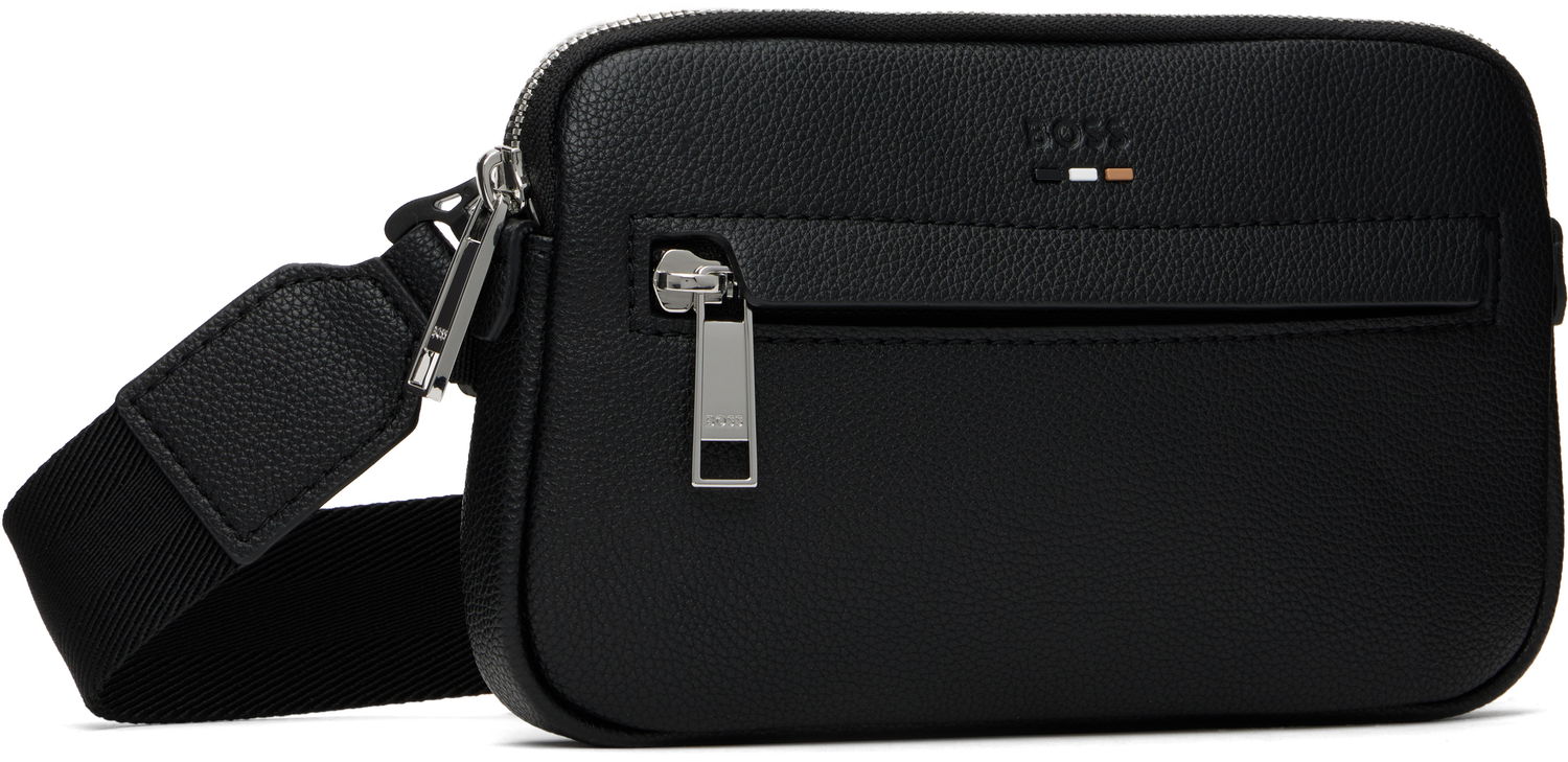 Taška cez rameno BOSS Pebble-Grained Faux-Leather Bag Čierna | 50548031, 1