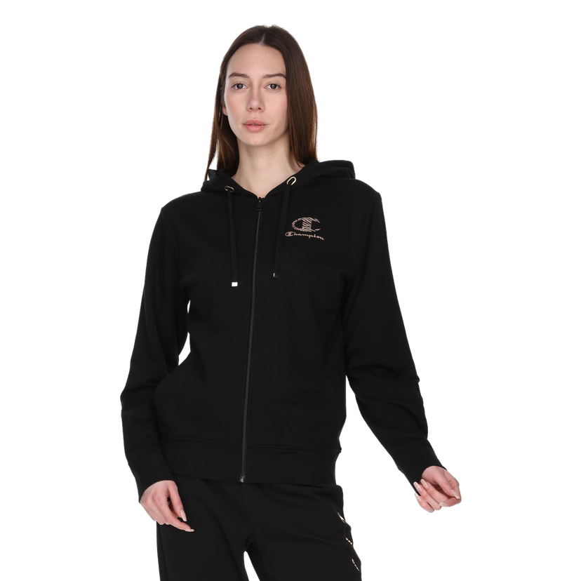 Mikina Champion Hooded Full Zip Sweatshirt with Metallic Logo Čierna | 118194-KK001