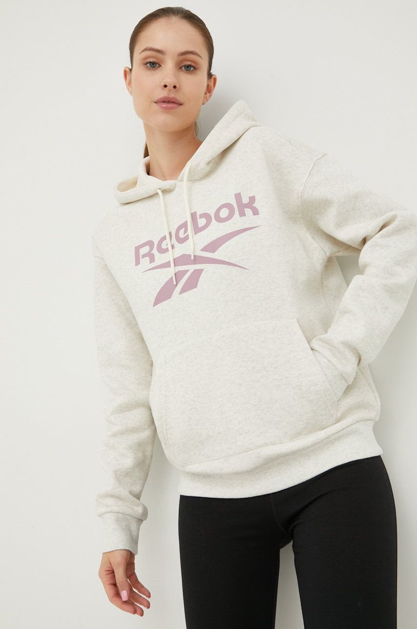 Mikina Reebok Hoodie with Vector Logo Béžová | HK6813, 0