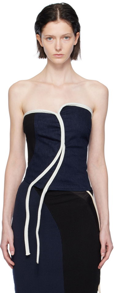 Tielko Ottolinger Ottolinger Asymmetric Denim Tank Top Modrá | 1703411, 0