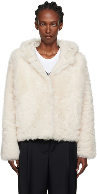 Bunda Yves Salomon Yves Salomon Short Hooded Shearling Jacket Biela | 26W25WYV62461TOSX, 0
