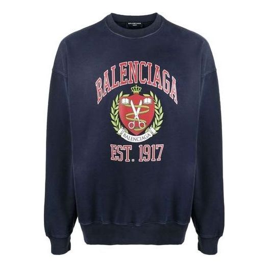 Sveter Balenciaga Balenciaga College Logo Print Sweatshirt Modrá | 676629TLV908067, 0