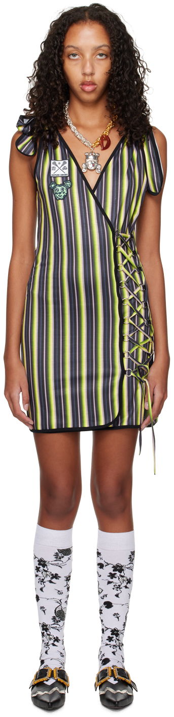 Šaty Chopova Lowena Striped Lace-Up Minidress Zelené | 1285, 0