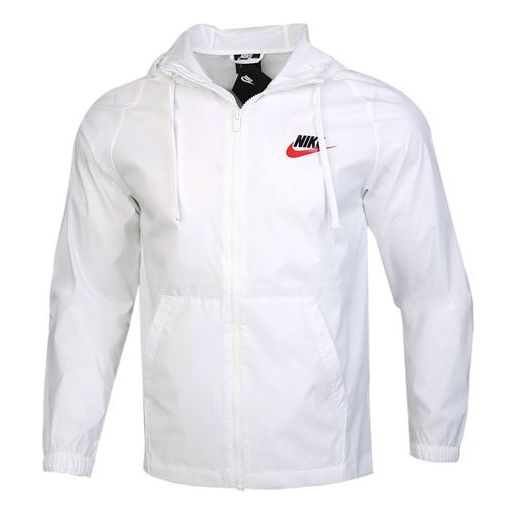 Vetrovka Nike Woven Sports Hooded Jacket with Large Logo Biela | CZ8677-100