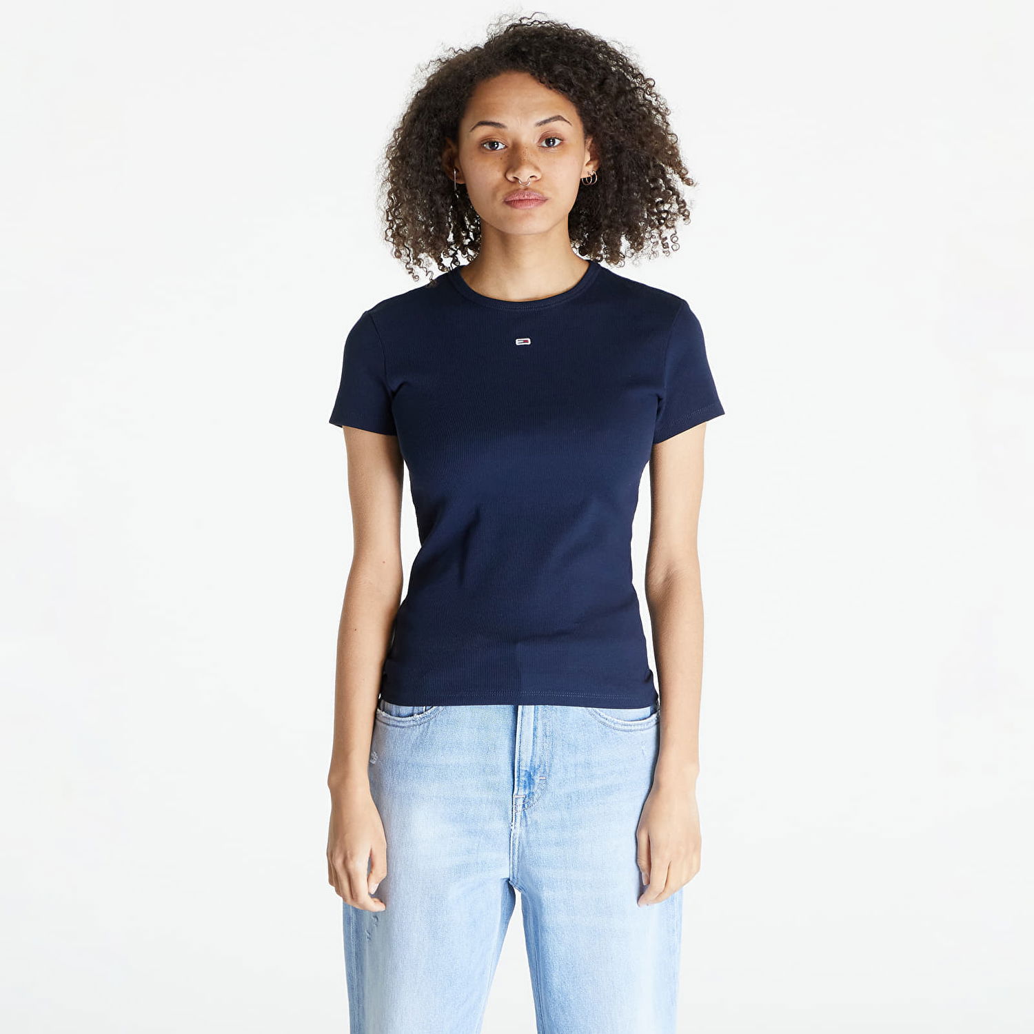 Tričko Tommy Hilfiger Tommy Jeans Slim Essential Rib Čierna | DW0DW17383 C1G, 0