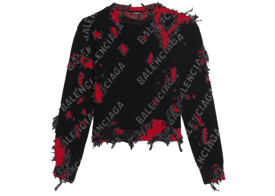 Sveter Balenciaga Destroyed Small Crewneck Šedá | 662528T16035963, 0
