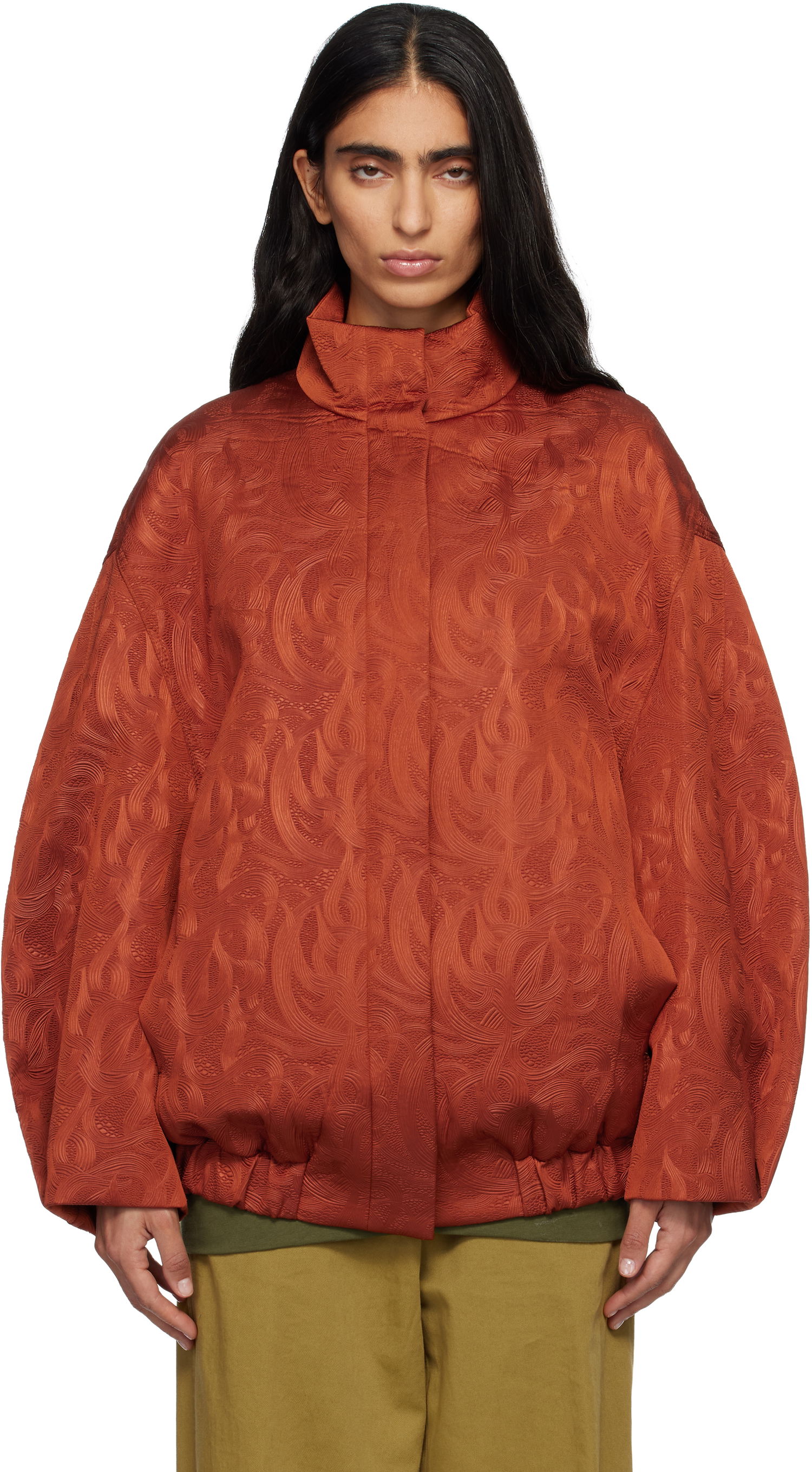 Bunda Dries Van Noten Dries Van Noten Matelassé Funnel Neck Jacket Oranžová | 252-010500-2162, 0
