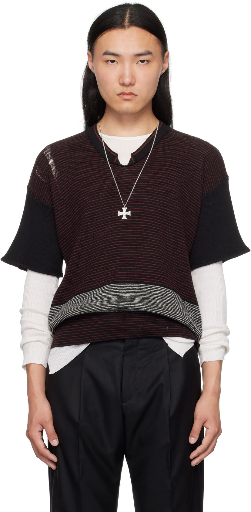 Sveter Enfants Riches Déprimés Enfants Riches Déprimés Here Comes Alice Aged V-Neck Sweater Čierna | 080-237