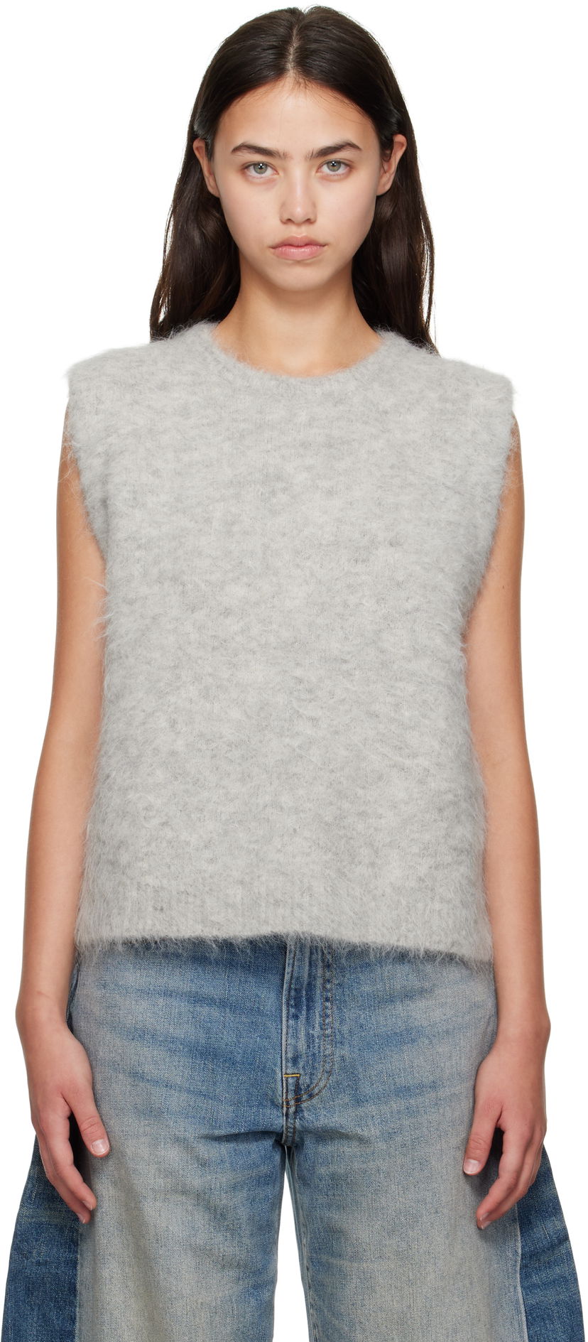 Vesta R13 R13 Deep Armhole Knit Vest Šedá | R13WY294-Y196A