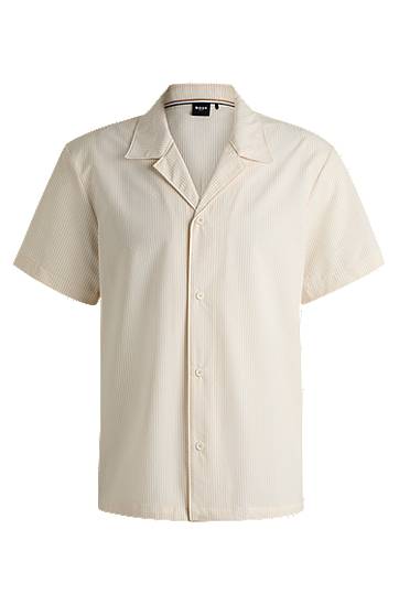 Košeľa BOSS Seersucker Regular-Fit Beach Shirt Béžová | 50540037, 1