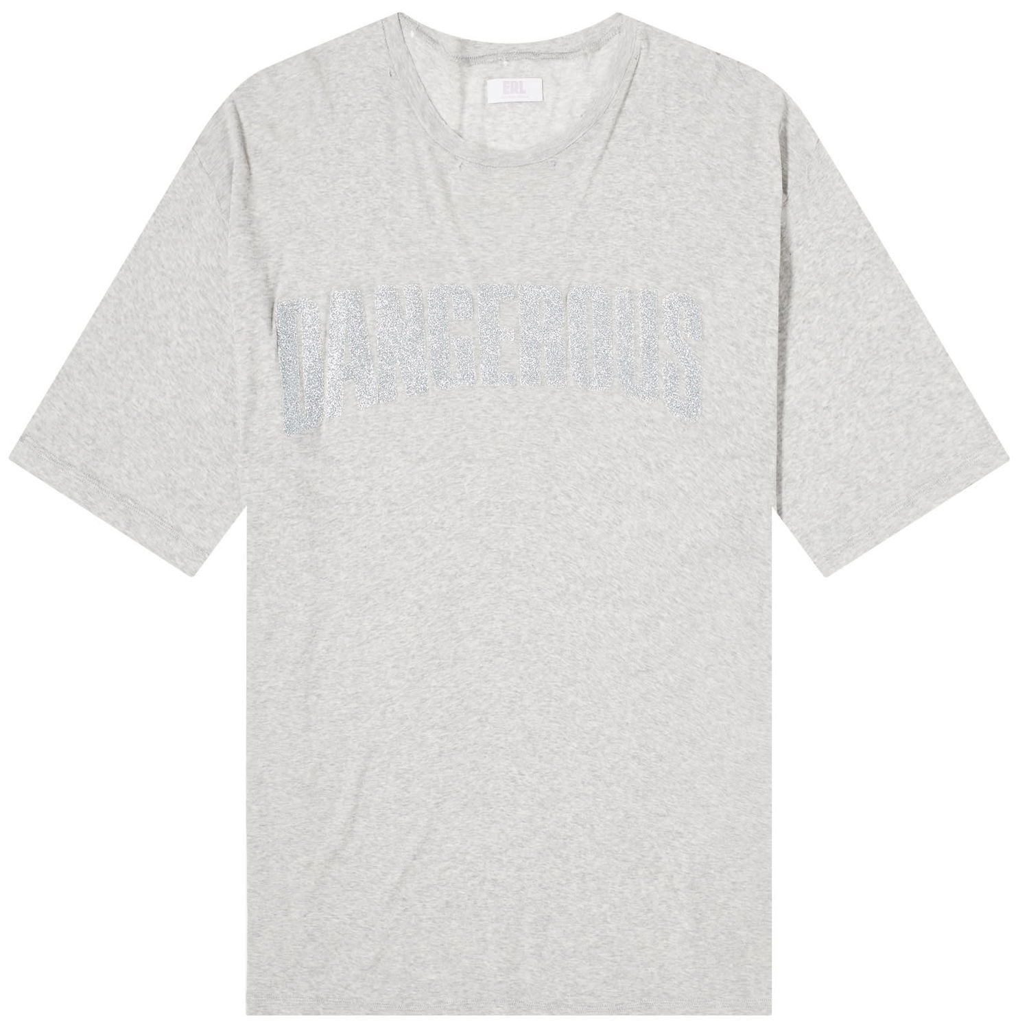 Tričko ERL Heather Grey Dangerous Crew Neck T-Shirt, Size Large Šedá | ERL08T012-HGY, 0