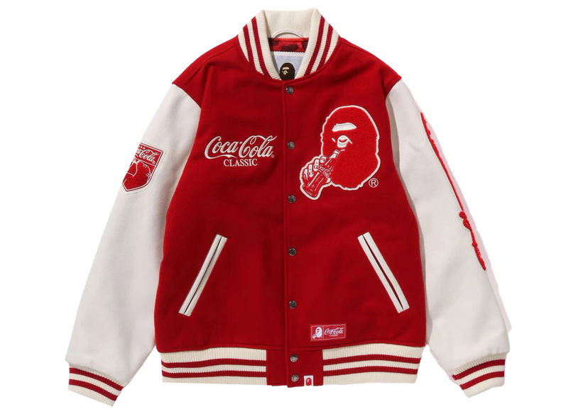 Bunda BAPE BAPE x Coca-Cola Varsity Jacket Red Červená | 1J73-141-905