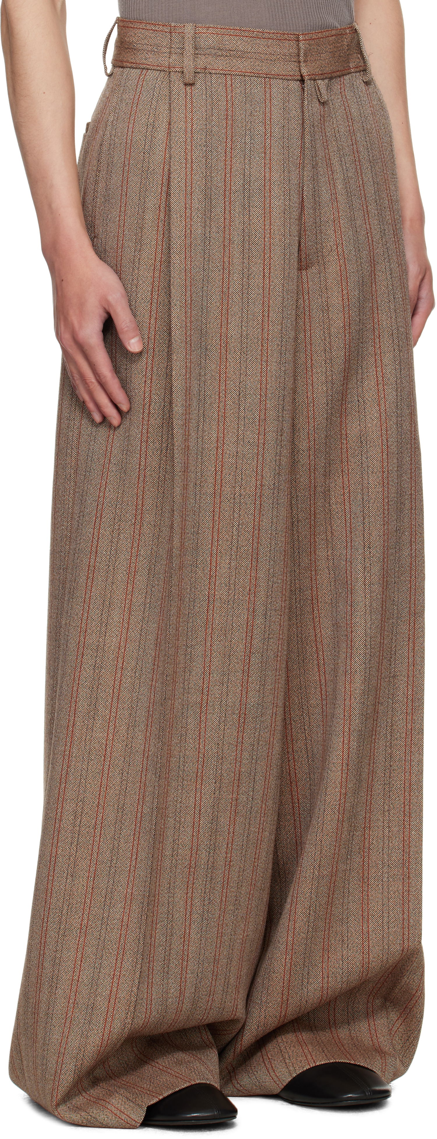 Nohavice Dries Van Noten Dries Van Noten Wide Leg Pleated Trousers Hnedá | 252-020915-2056, 1