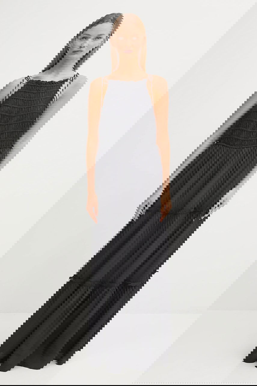 Šaty GANNI GANNI Viscose Habotai Maxi Smock Slip Dress Čierna | W0571, 0