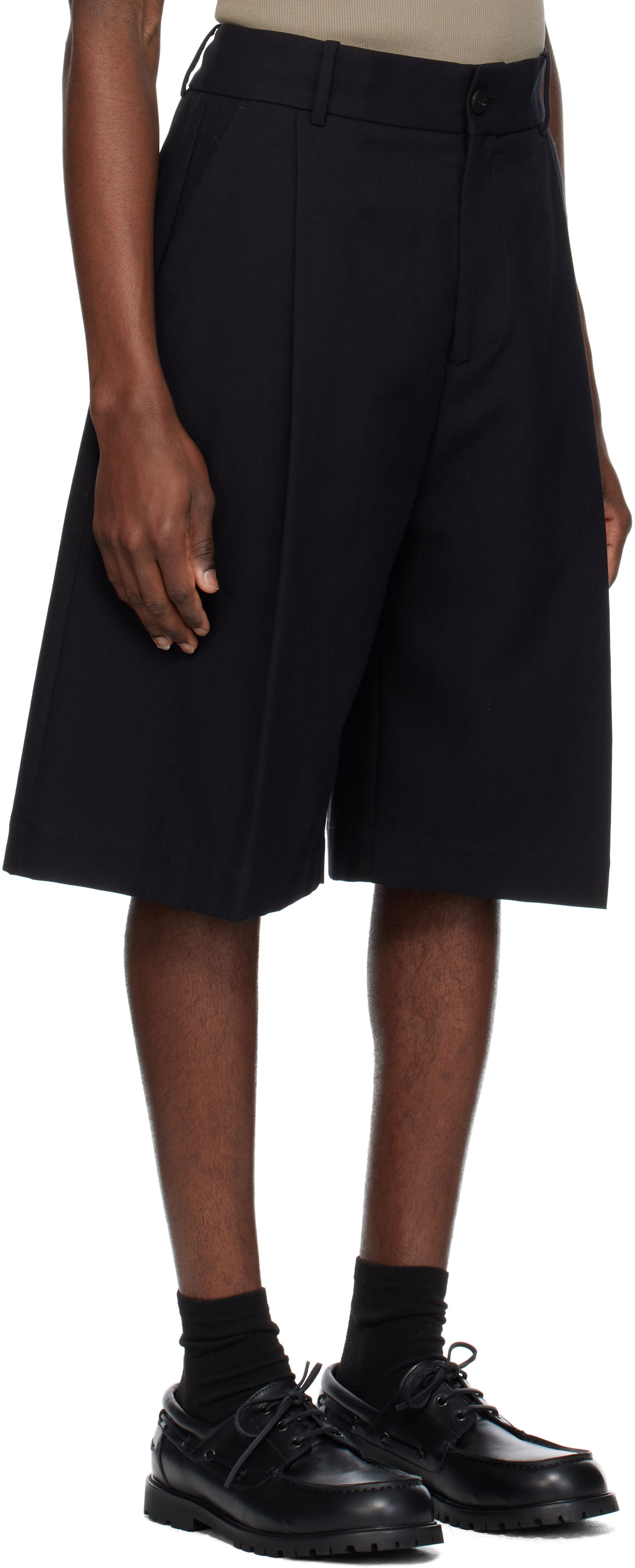 Šortky Studio Nicholson Studio Nicholson Fowld Wide-Leg Shorts Čierna | FOWLD SNM - 1187, 1