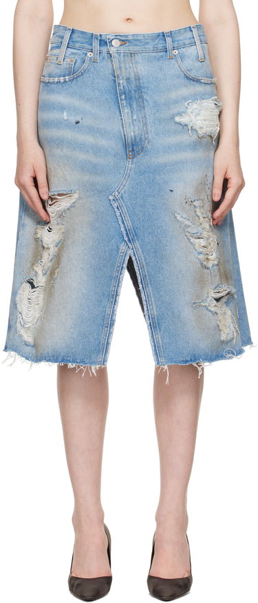 Sukňa Maison Margiela MM6 Maison Margiela Distressed Denim Midi Skirt Modrá | S62MI0034 M30018, 0