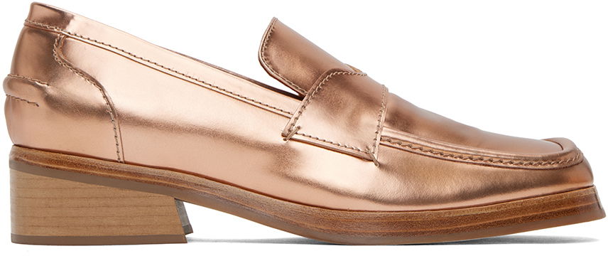 Tenisky a topánky Eckhaus Latta Eckhaus Latta Square-Toe Penny Loafers with Block Heel Metalická | FEKLMLTLO06V25, 0