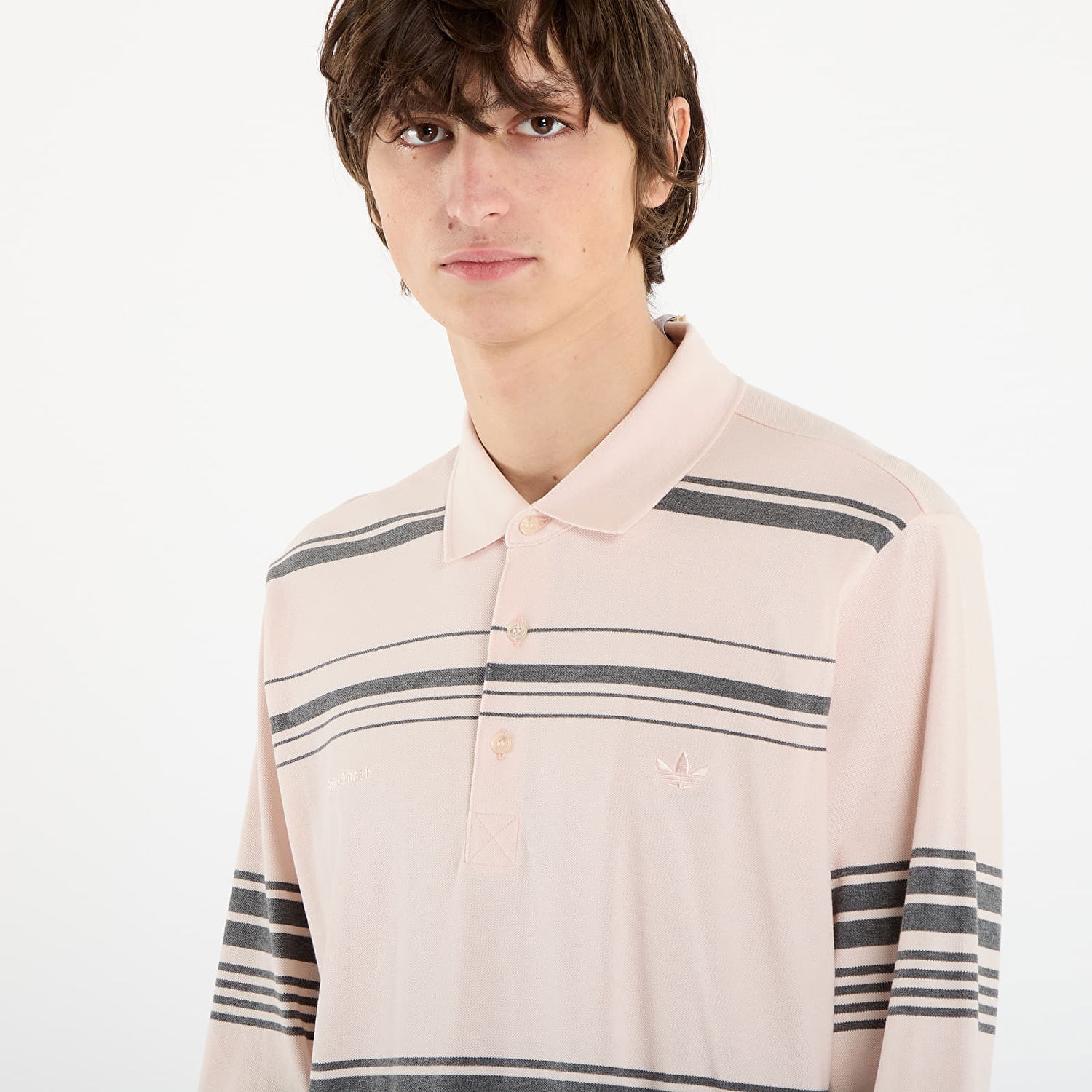 Polo tričko adidas Originals Wales Bonner Long-Sleeve Striped Polo Shirt Ružová | KB2298, 1