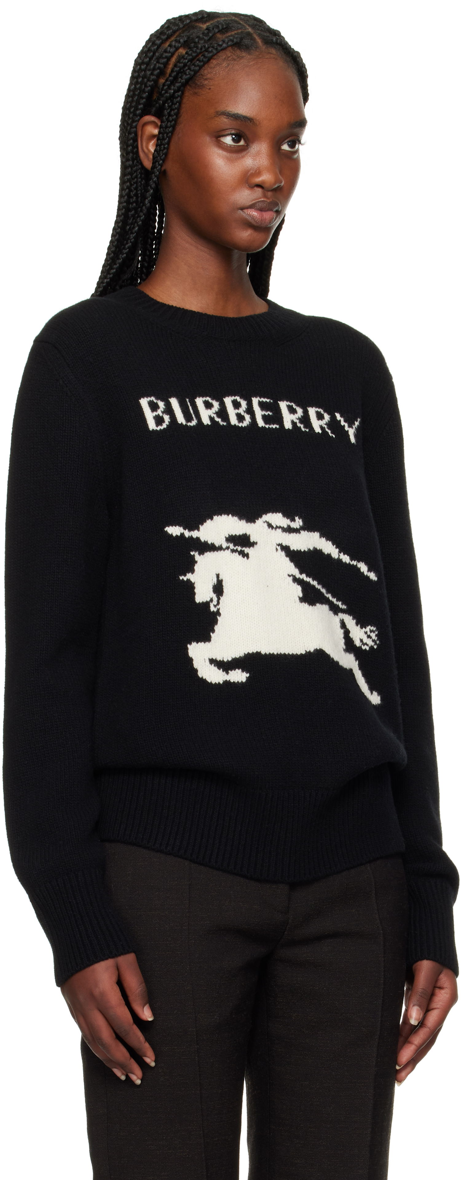 Sveter Burberry Burberry Equestrian Knight Design Wool Cashmere Sweater Čierna | 8103048, 1