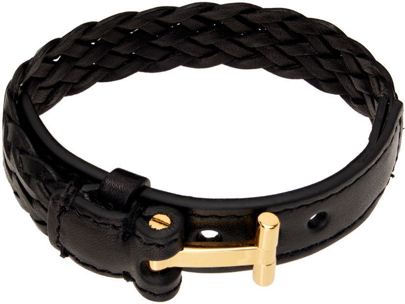 Náramok Tom Ford Black Woven Leather Bracelet Čierna | JM001-ICL001G