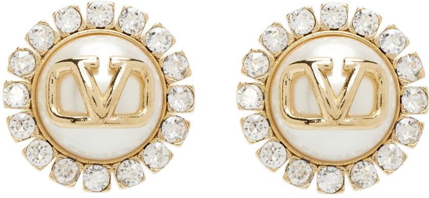 Náušnice Valentino Garavani Gold Vlogo Signature Metal & Resin Earrings Béžová | 5W2J0T83HJY, 0