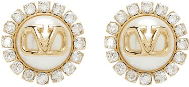 Náušnice Valentino Garavani Gold Vlogo Signature Metal & Resin Earrings Béžová | 5W2J0T83HJY, 0