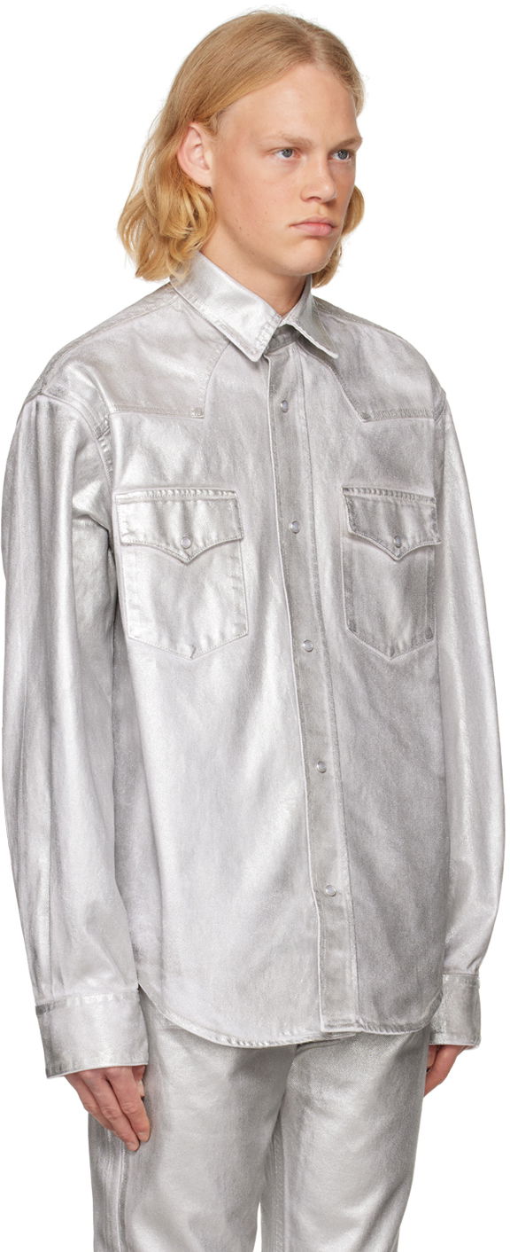 Košeľa VETEMENTS VTMNTS Metallic Denim Shirt Metalická | VL14SH600M, 1