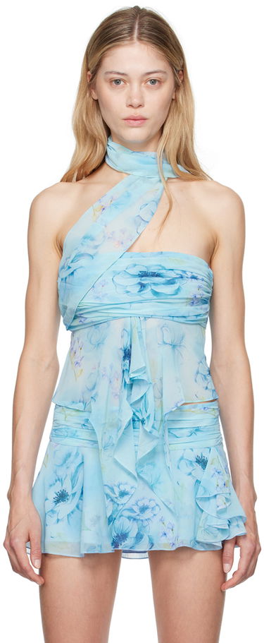 Sukňa GUIZIO Guizio Floral Print Wrap Around Tank Top Modrá | P24119W101, 0