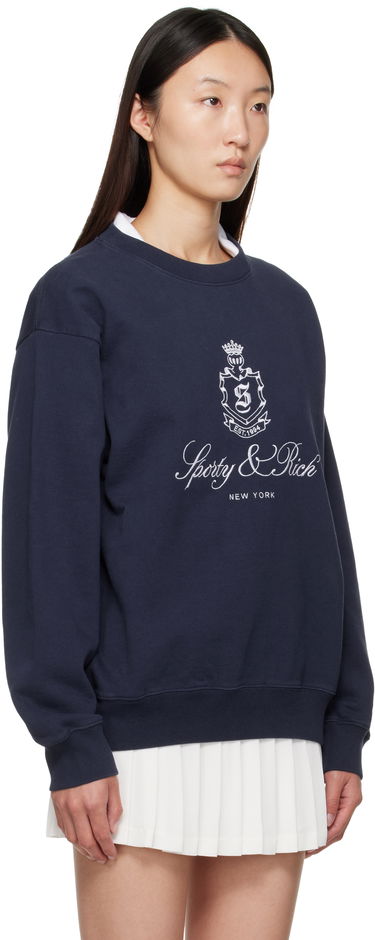 Mikina Sporty & Rich Sporty & Rich Vendome Embroidered Crewneck Sweatshirt Navy | ST071602231BL106, 1