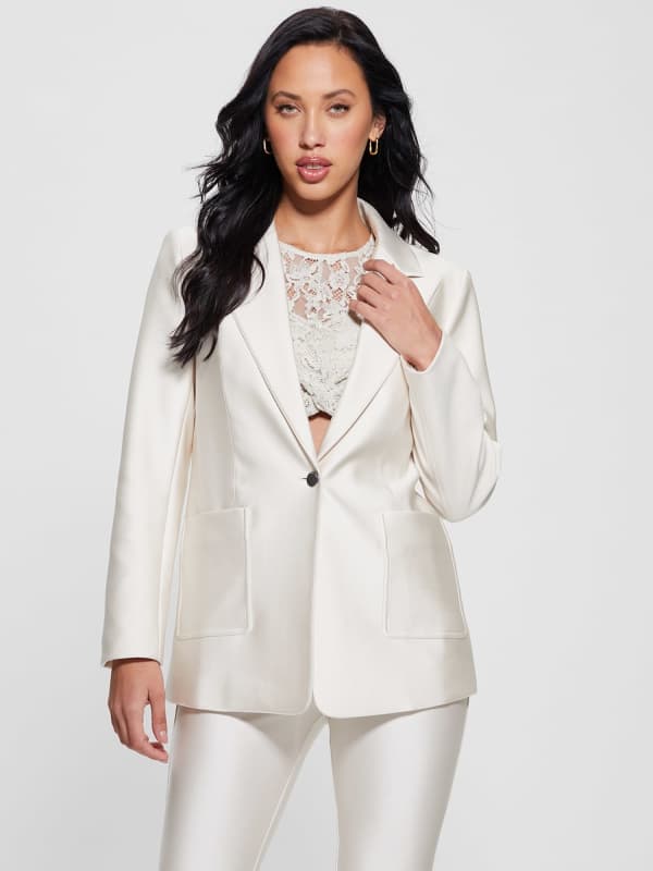 Bunda GUESS Single Breasted Blazer Biela | W4RN58KC4C0, 0