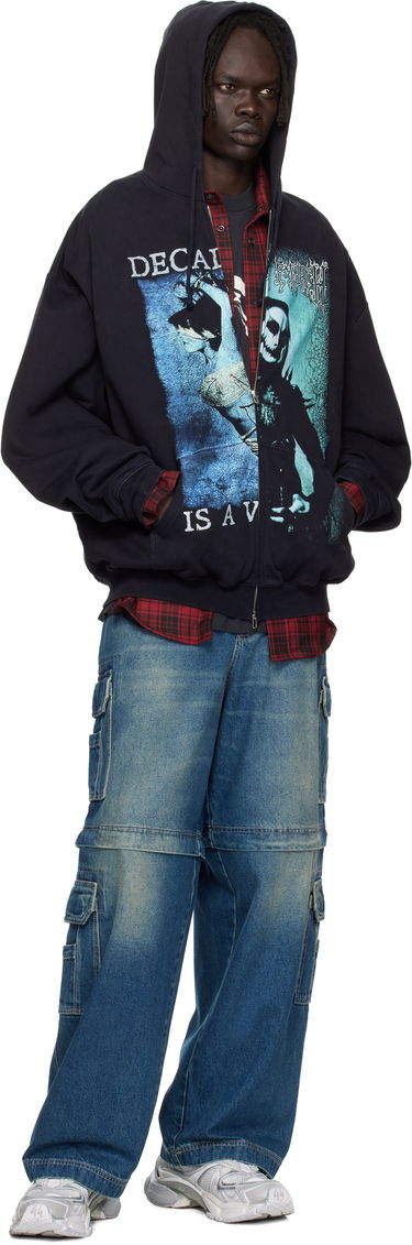 Mikina VETEMENTS Vetements Cradle of Filth Cut-Up Oversized Zip-Up Hoodie Čierna | UCF76ZU950BB, 3