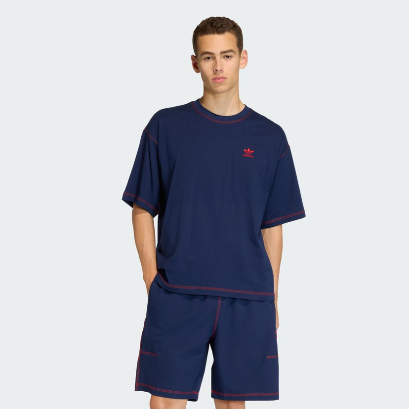 Tričko adidas Performance Trefoil Essentials Oversized Contrast Stitch T-Shirt Navy | KE1206