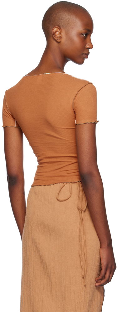 Tričko Baserange Slim-Fit Ribbed T-Shirt Hnedá | TTVN-RB-WI24, 2