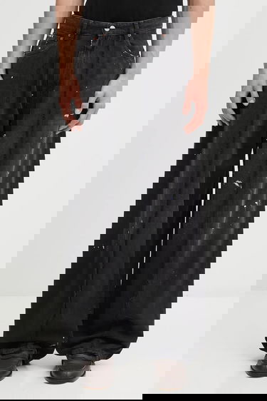 Džínsy Maison Margiela MM6 Maison Margiela Wide-Leg Distressed Paint Splatter Jeans with Front Seam Detail Čierna | SH0LA0011.M30011.966, 0