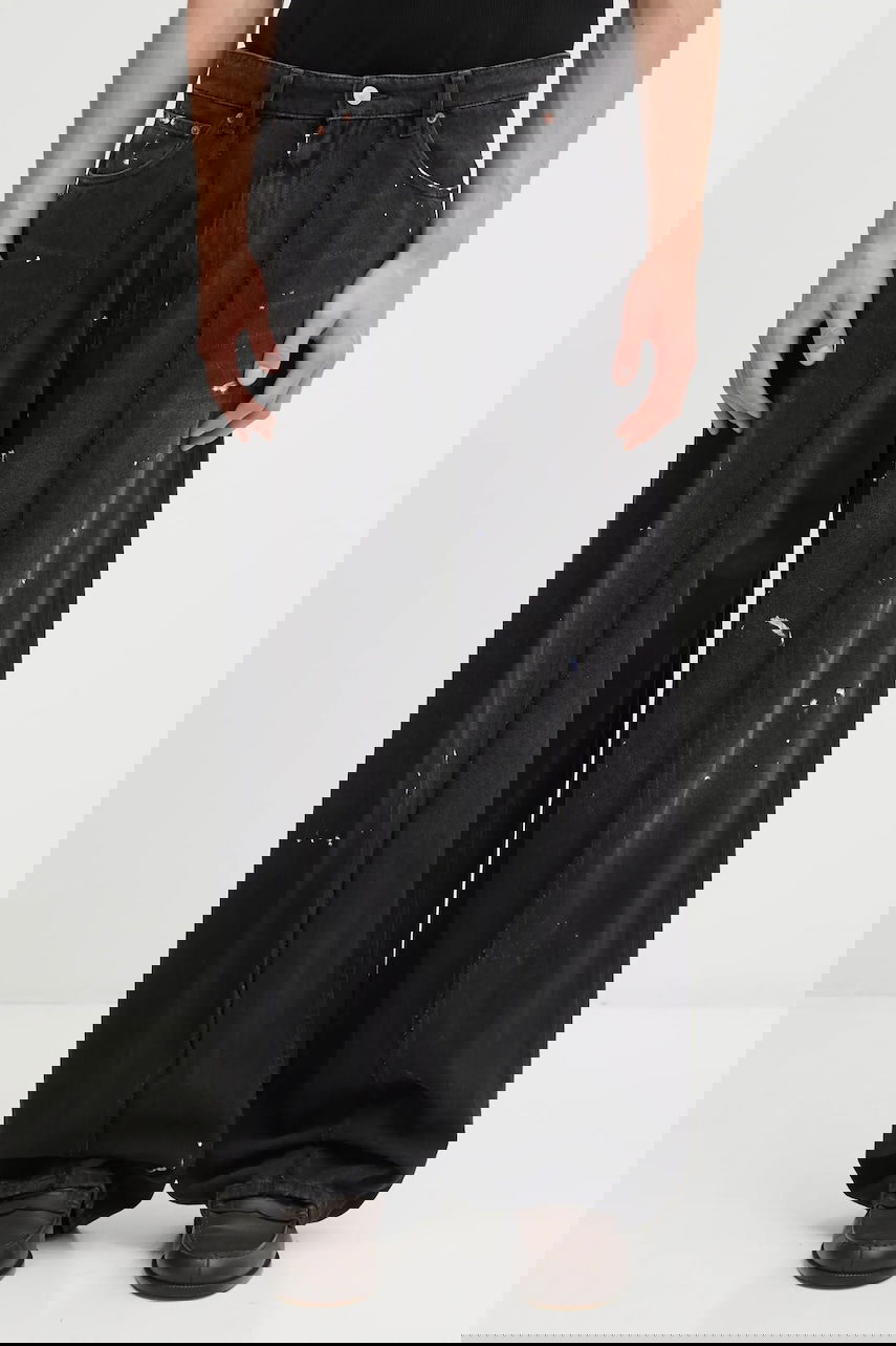 Džínsy Maison Margiela MM6 Maison Margiela Wide-Leg Distressed Paint Splatter Jeans with Front Seam Detail Čierna | SH0LA0011.M30011.966, 0