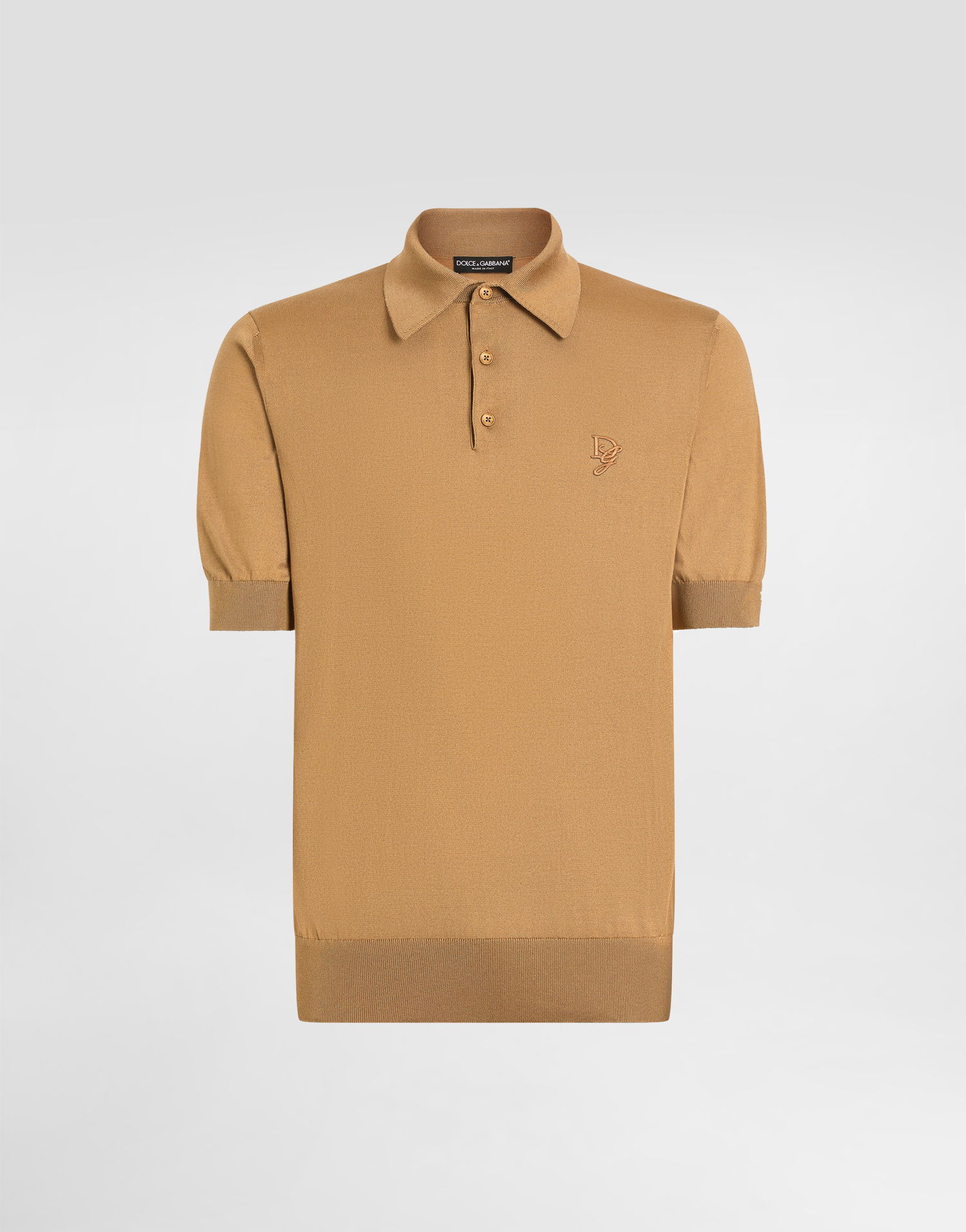 Polo tričko Dolce & Gabbana Dolce & Gabbana Silk Polo-Shirt with Logo Embroidery Béžová | GXZ02ZJBSK3M2366, 0
