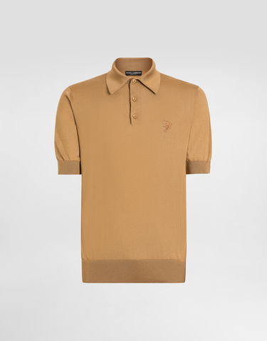 Polo tričko Dolce & Gabbana Dolce & Gabbana Silk Polo-Shirt with Logo Embroidery Béžová | GXZ02ZJBSK3M2366, 0