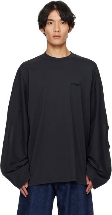 Tričko VETEMENTS VETEMENTS Logo Cut-Up Longsleeve T-Shirt Čierna | UH76LS580B, 0