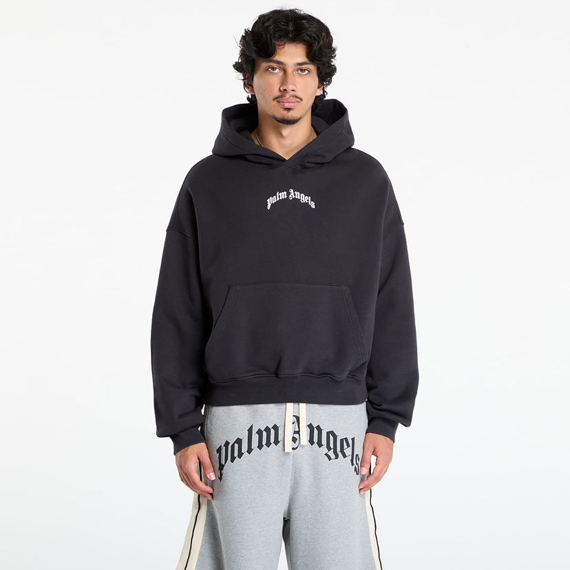 Mikina Palm Angels Palm Angels Back Curved Logo Loose Hoody Čierna | PMBB17EF25FLE0041003