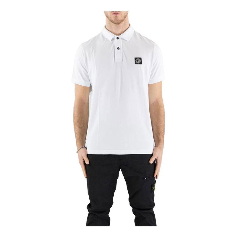 Polo tričko Stone Island Compass-patch Short-Sleeved Polo Shirt Biela | 10152SC17-A0001