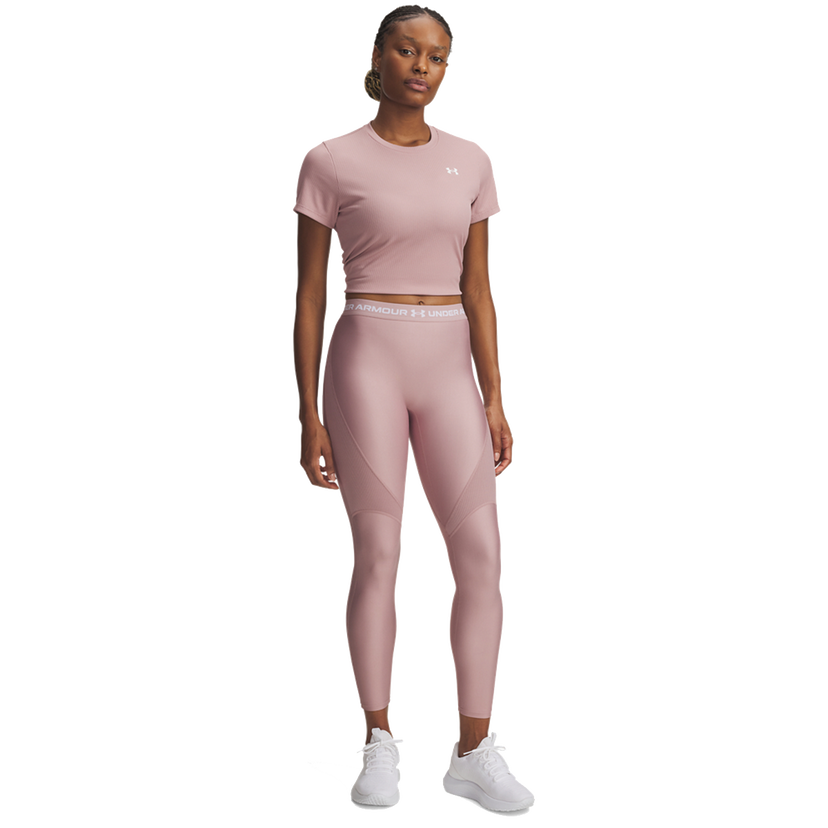 Legíny Under Armour HG Rib High-Waisted Full-Length Leggings with Mesh Panels Ružová | 6003983-673