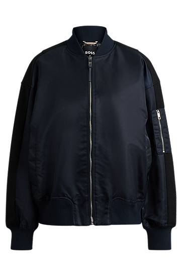 Bomber bunda BOSS Water-repellent bomber jacket with zipped sleeve pocket Navy | 50518933, 0