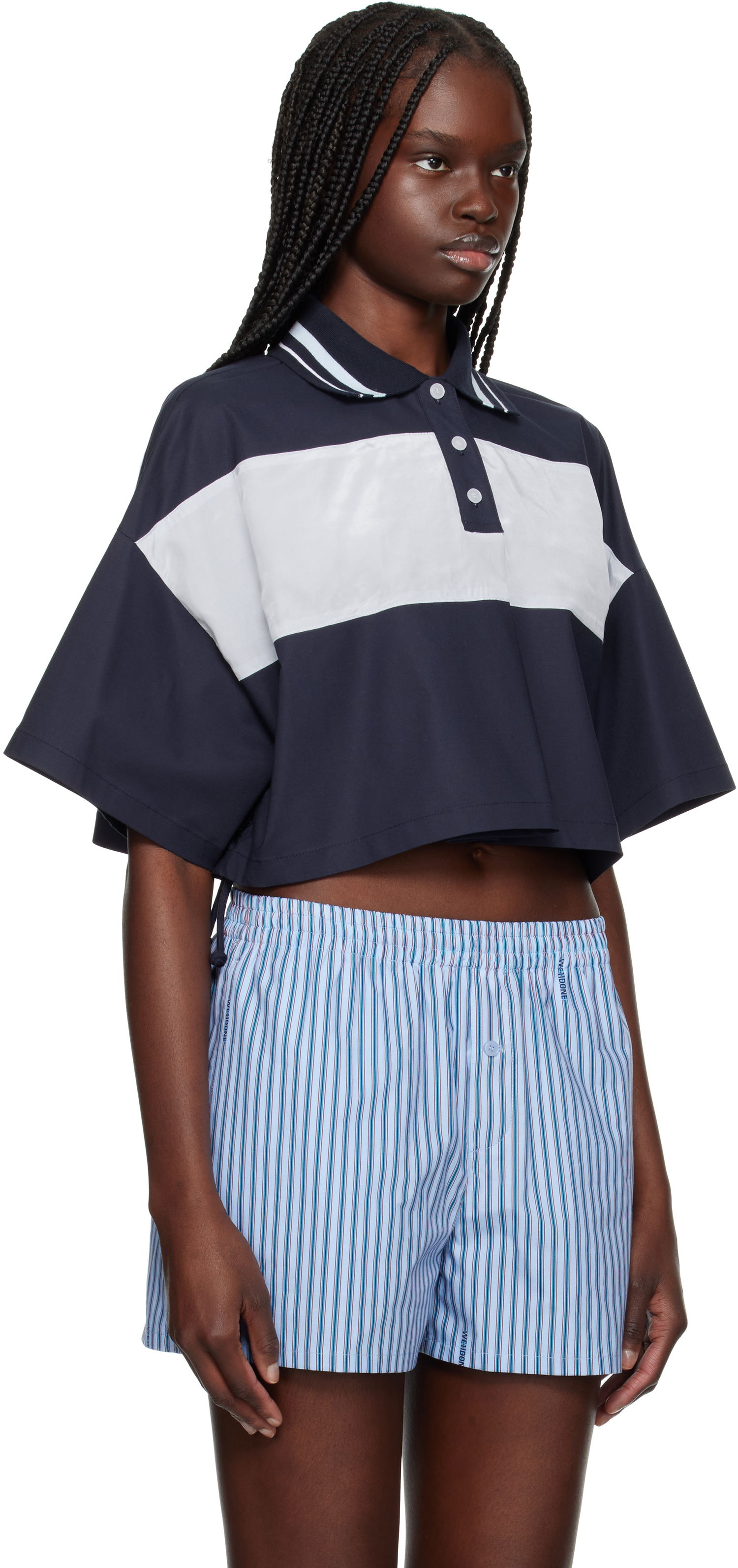 Crop Top We11done We11done Color Block Cropped Polo Navy | WD-BL1-25-132-W-NV, 1