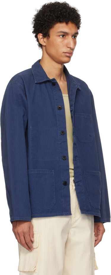 Košeľa Nudie Jeans Buddy Herringbone Chore Jacket Modrá | 160881, 1