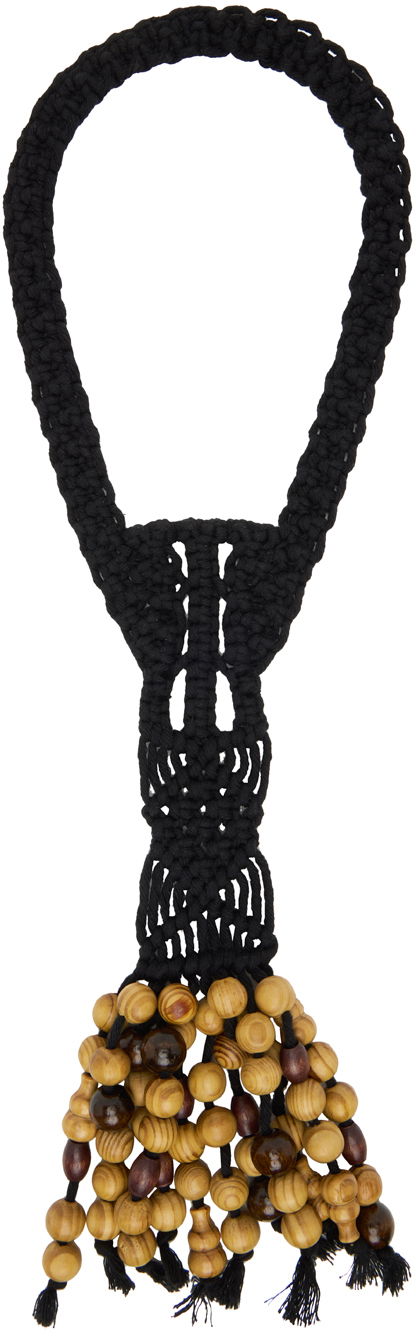 Náhrdelník Chopova Lowena Macrame Tie Necklace With Wooden Beads Čierna | 6228, 0
