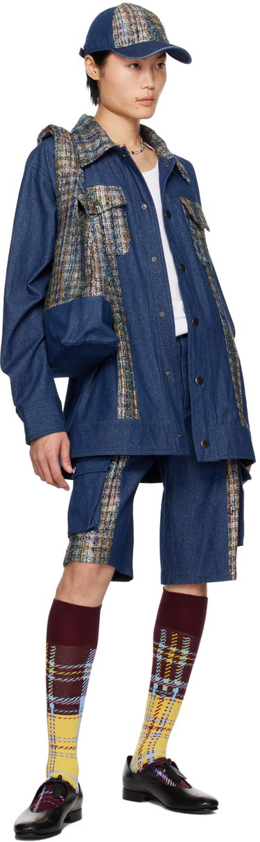 Šiltovka Anna Sui Anna Sui Denim Jacket with Tweed Panels Modrá | M1024B33, 3