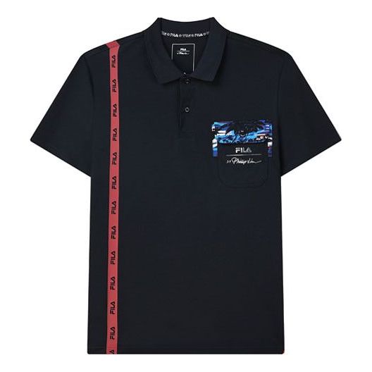 Polo tričko FILA 3.1 Phillip Lim Crossover Print Short Sleeve Polo Čierna | F11M126104F-NV, 0