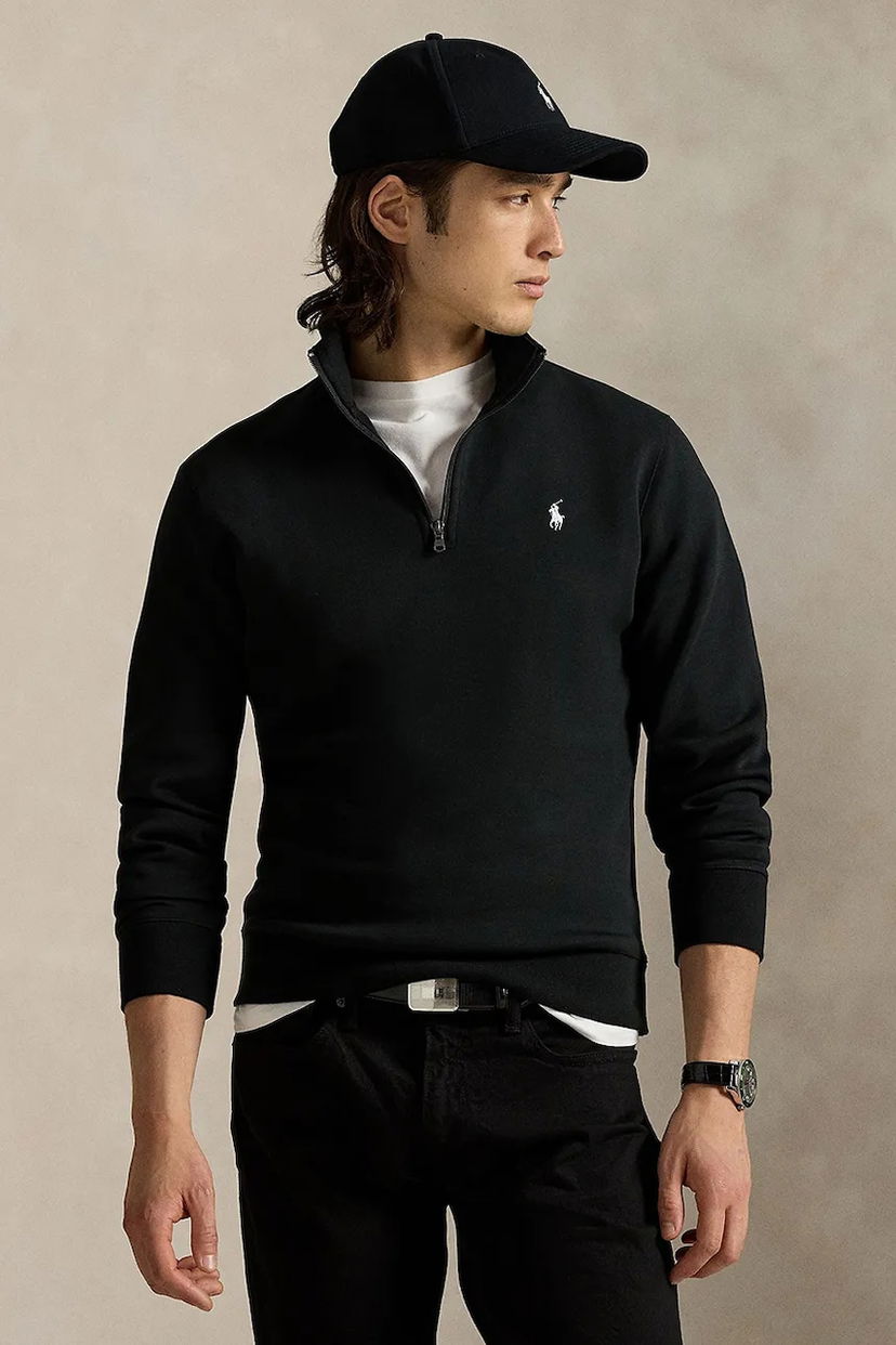 Sveter Polo by Ralph Lauren Polo Ralph Lauren Quarter-Zip Sweatshirt Čierna | 710P06234