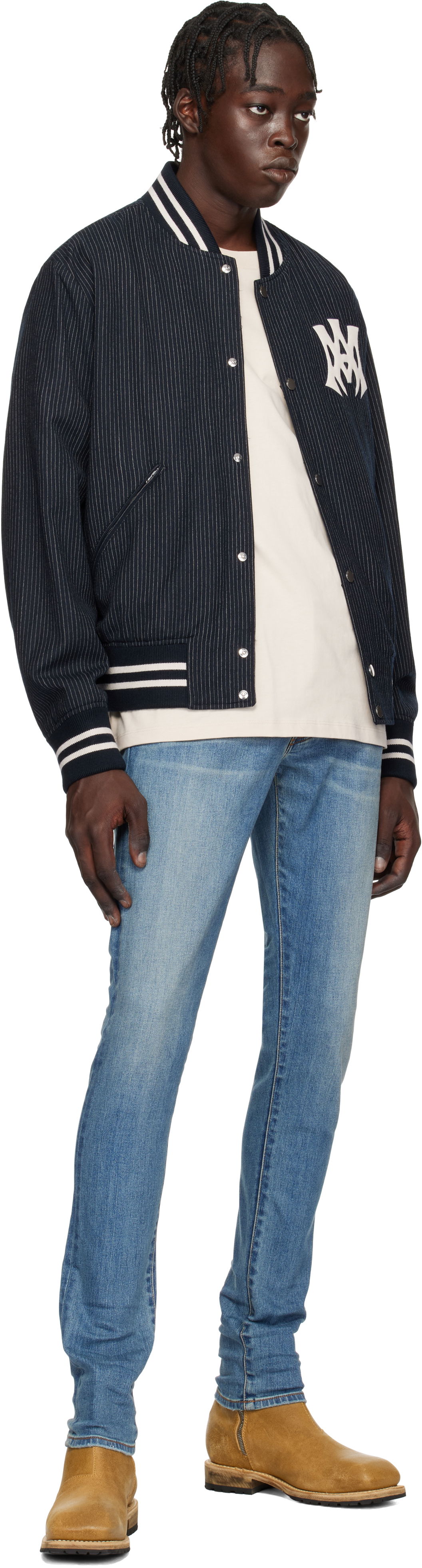 'MA Hollywood' Pinstripe Bomber Jacket